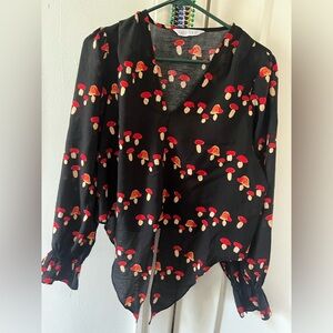 compañia fantastica brand cropped mushroom shirt with front tie